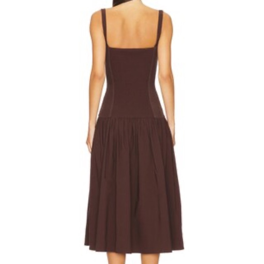 WeWoreWhat Smocked Drop Waist Midi Dress in Muted Eggplant - Picture 3 of 7